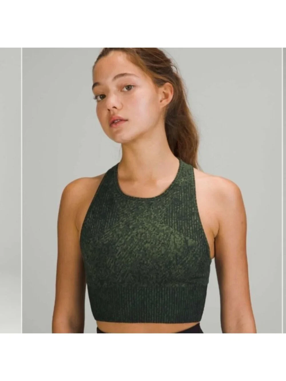 Lululemon Ebb to Train Bra *Medium Support, C/D Cup Mix Rainforest Green
